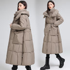 Knee-length Warm Cotton Coat Loose Thicken Waist-cinching Padded Jacket