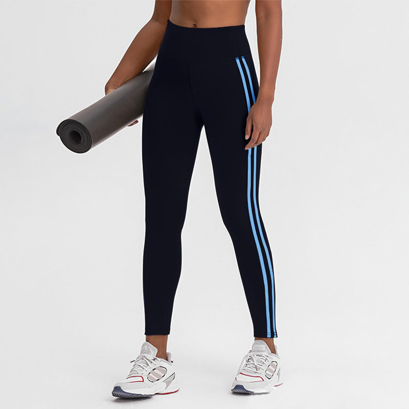 Side Striped Fitness Trousers High Waist Hip Lift