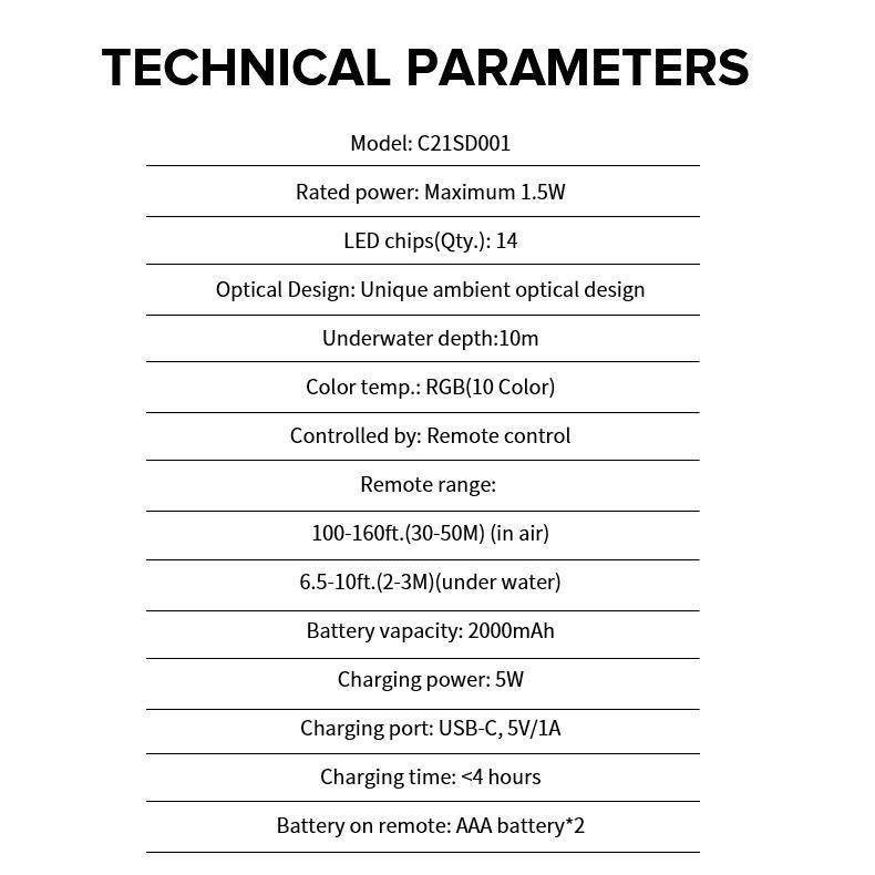 Three-color Upgraded Wireless Charging Pool Landscape Decoration Waterproof Outdoor Diving Color-changing Underwater Spotlight