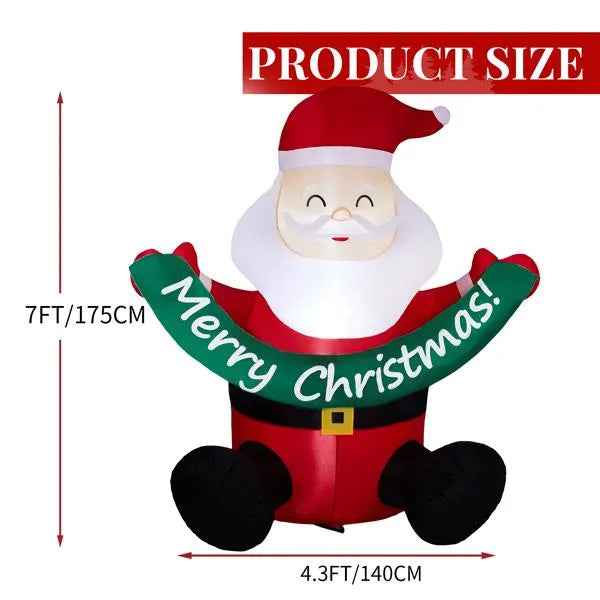 5.8FT Lighted Christmas Inflatable Decoration, Inflatable Santa Claus Holding Banner, Funny Blow Up Yard Decorations With Built-in LED Lights For Holiday Party Front Yard Lawn Garden Decor - The Premium