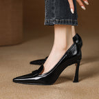 Pointed-toe Authentic Leather Pumps Women's Stiletto Heels