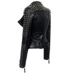 European And American Plus Size Rivet Short Stitching Motorcycle Leather Coat
