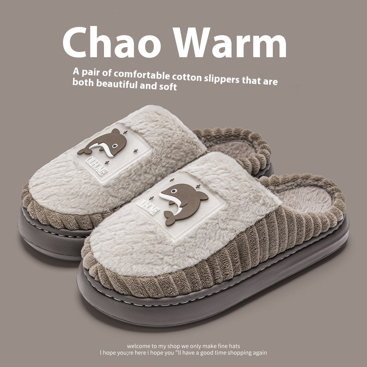 Non-slip Fleece-lined Warm Couple Fluffy Slippers