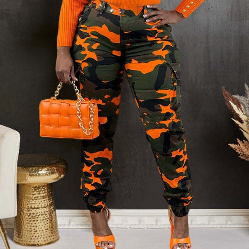 European And American Fashion Women's Camouflage Cotton Skinny Cargo Pants