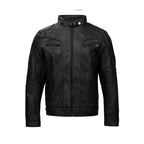 Men's PU Leather Coat Casual Stand Collar Motorcycle Jacket