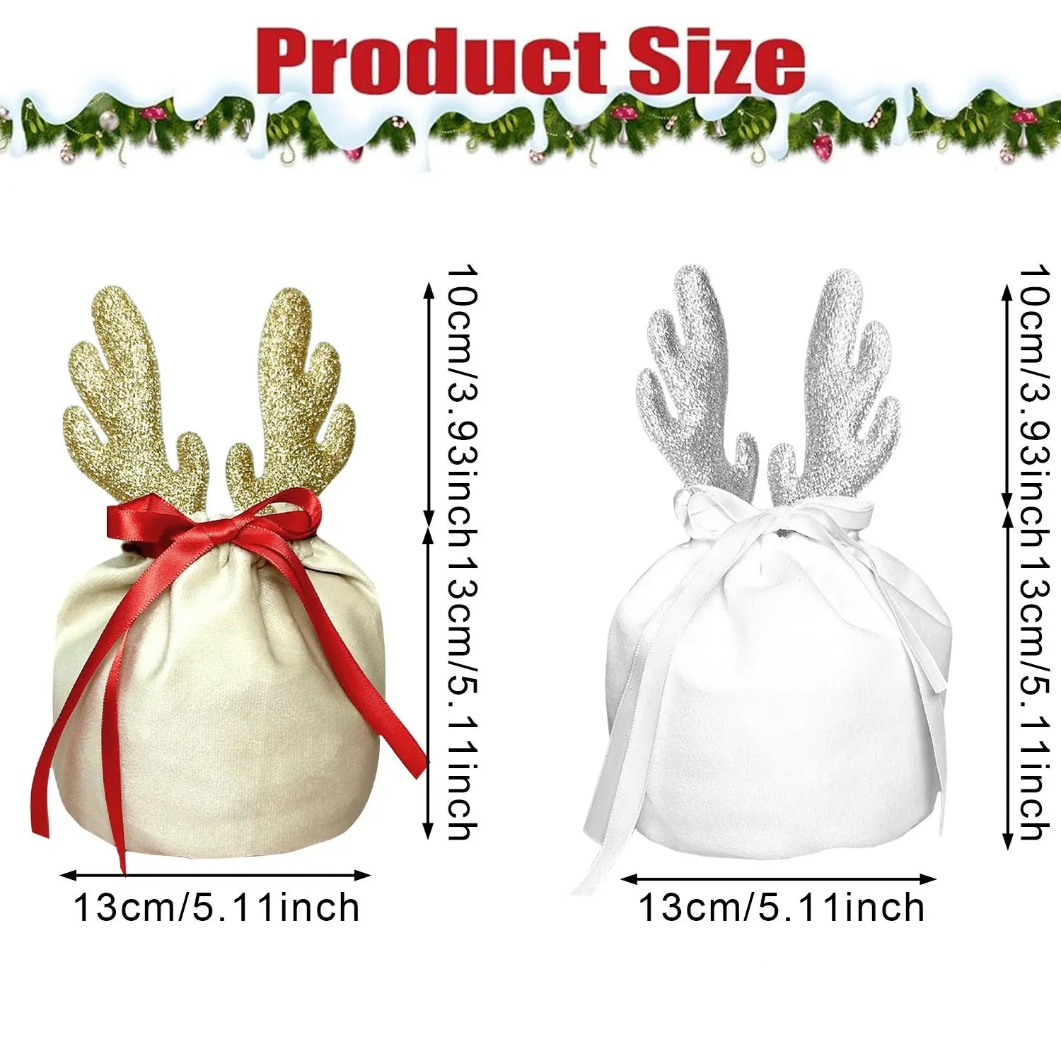 5 Pcs Christmas Antler Gift Bags - The Premium