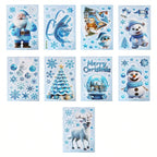 9 Sheets Christmas Window Stickers Blue Gnome Double-Sided Printed Xmas Self-Adhesive Window Sticker PVC Snowflakes Window Sticker For Christmas Home Window Indoor Garden Decoration - The Premium