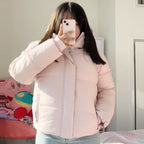 Detachable Hat Short Loose Cotton Coat Women