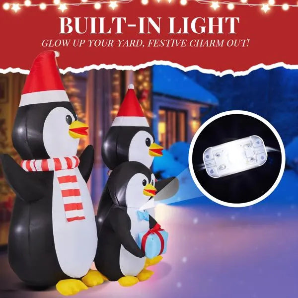 6FT Lighted Christmas Inflatable Decoration, Inflatable Penguin Family, Funny Blow Up Yard Decorations With Built-in LED Lights For Holiday Party Front Yard Lawn Garden Decor - The Premium