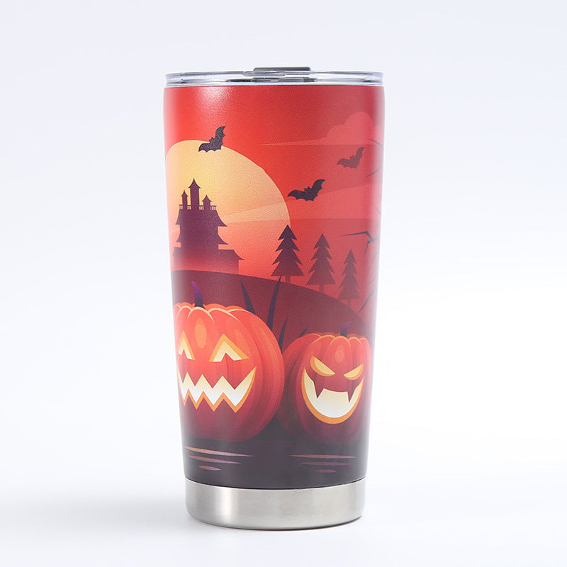 Customized Creative 304 Stainless Steel Insulated Mug, 3D-Printed Beer Cup, Halloween Large-Capacity 20oz Car Tumbler
