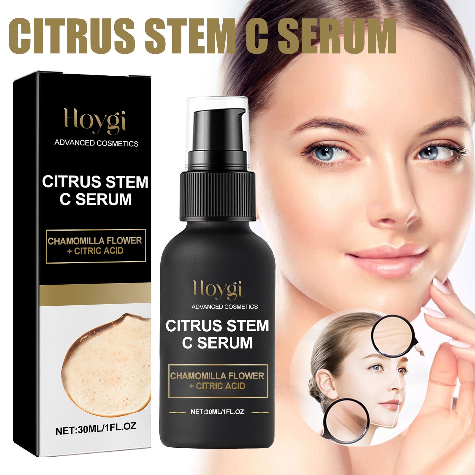Hoygi Citrus Stem C Serum, Reduce Wrinkles Improve Skin Elasticity Firming And Lifting Anti-Aging Serum