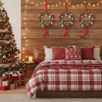 3PCS Set Christmas Door Wreath With Pine Cones & Greenery 13 Red Berry Holly Wreath For Holiday Home Decor FBA Shipment - The Premium