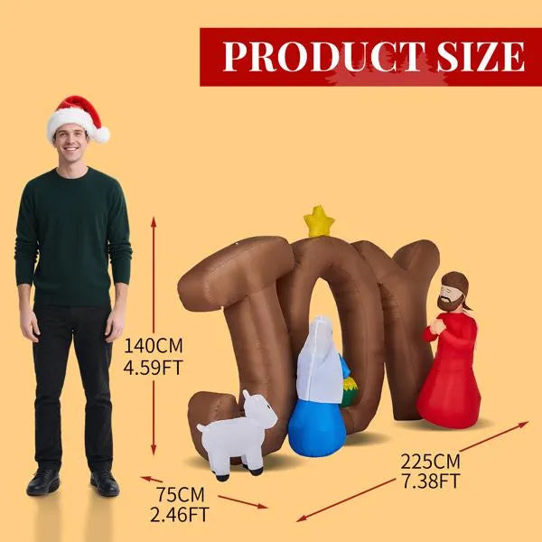 7.5FT Lighted Christmas Inflatable Decoration, Inflatable Nativity Scene With JOY Sign, Funny Blow Up Yard Decorations With Built-in LED Lights For Holiday Party Front Yard Lawn Garden Decor - The Premium