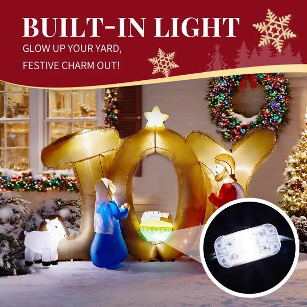 7.5FT Lighted Christmas Inflatable Decoration, Inflatable Nativity Scene With JOY Sign, Funny Blow Up Yard Decorations With Built-in LED Lights For Holiday Party Front Yard Lawn Garden Decor - The Premium