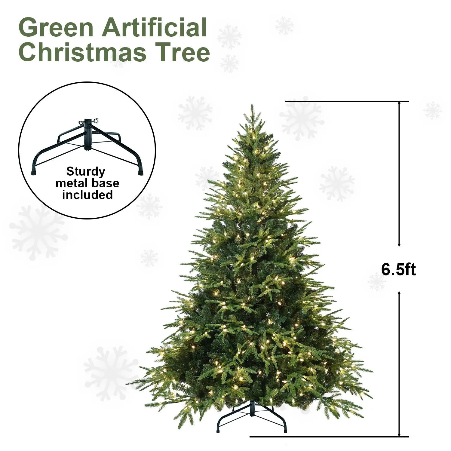 PVC Christmas Tree, Christmas Decorations, Green, With Lights - The Premium