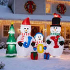8FT Lighted Christmas Inflatable Decoration, Inflatable Snowman Family With JOY And Xmas Tree, Funny Blow Up Yard Decorations With Built-in LED Lights For Holiday Party Front Yard Lawn Garden Decor - The Premium