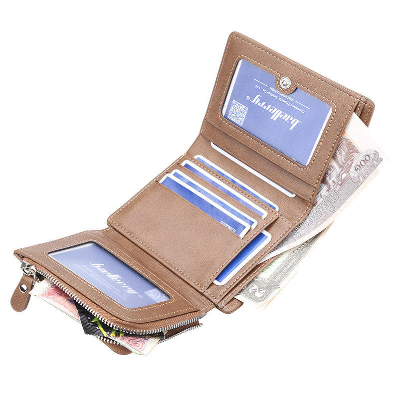 Wallet Men's Short Korean Version Of The Vertical Multi-card Position Three-fold Small Wallet Thin Buckle Coin Purse