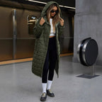 Korean Style Women's Fashion Plaid Hooded Long Fluffy Coat