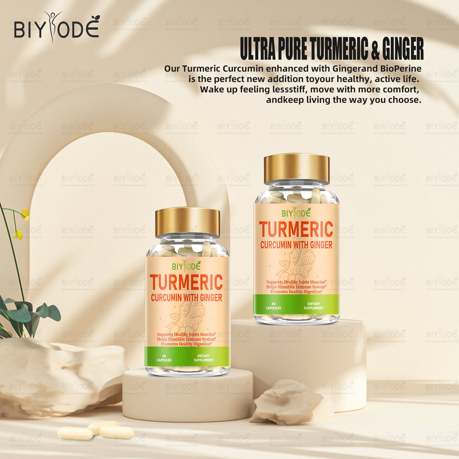 BIYODE Turmeric Capsule Wholesale Ready Stock Effective Health Supplement Formula