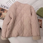 Lamb Fleece Cotton-padded Jacket For Women In Winter