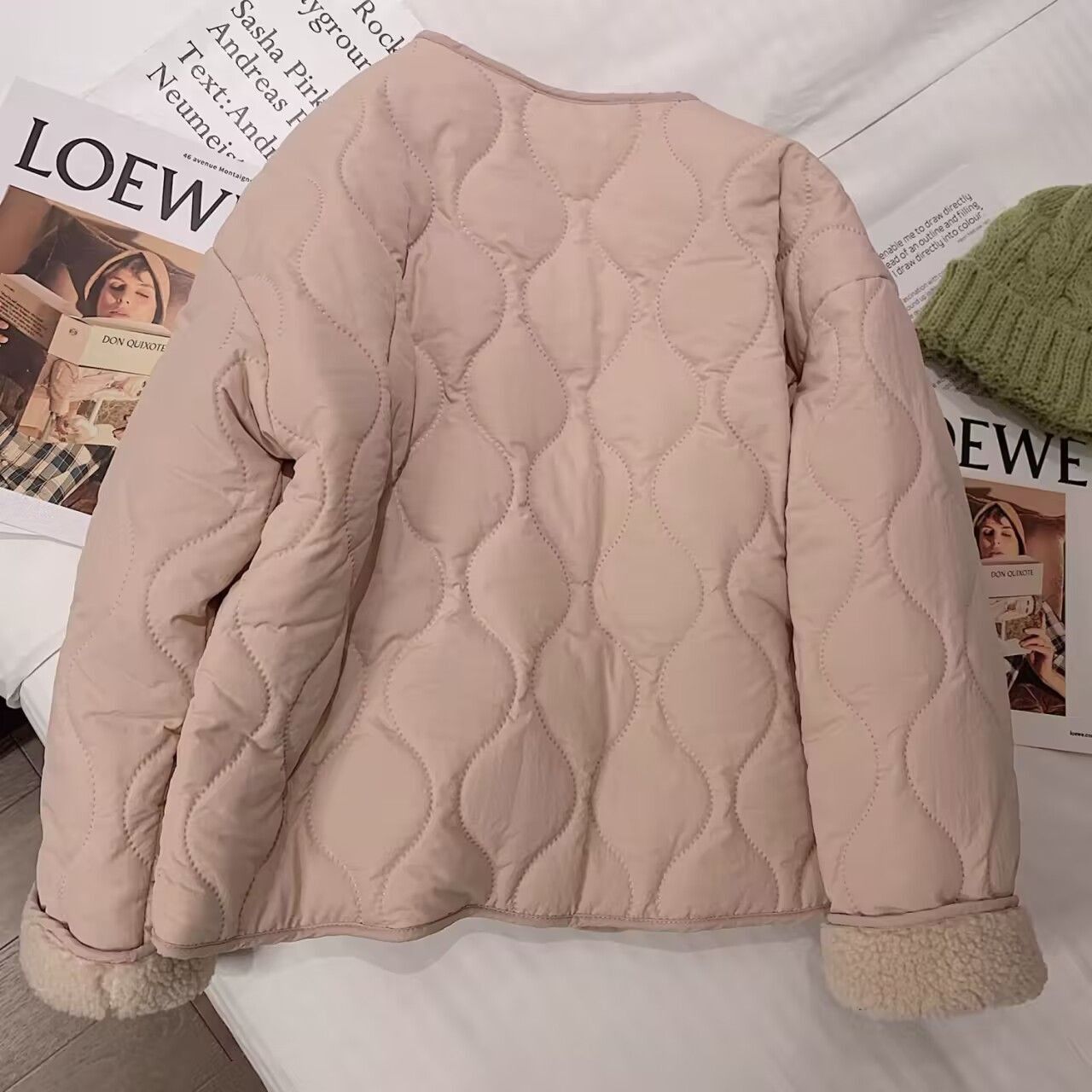 Lamb Fleece Cotton-padded Jacket For Women In Winter