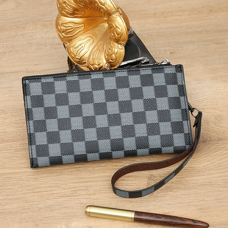 Fashion Personality  Plaid Zipper Men's Wallet