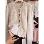 Fashion Round Neck Buttoned Knit Sweater For Women