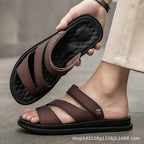 Men's Fashion Casual Outdoor Driving Dual-purpose Leather Beach Sandals