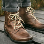 Knight Series Two-tone Side Zipper Leather Boots