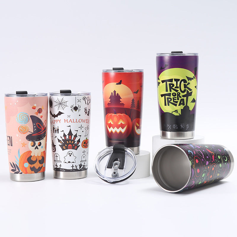 Customized Creative 304 Stainless Steel Insulated Mug, 3D-Printed Beer Cup, Halloween Large-Capacity 20oz Car Tumbler