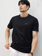 Trendy Color-blocked Round-neck T-shirt For Men With Personalized Artistic Signature Embroidery - The Premium