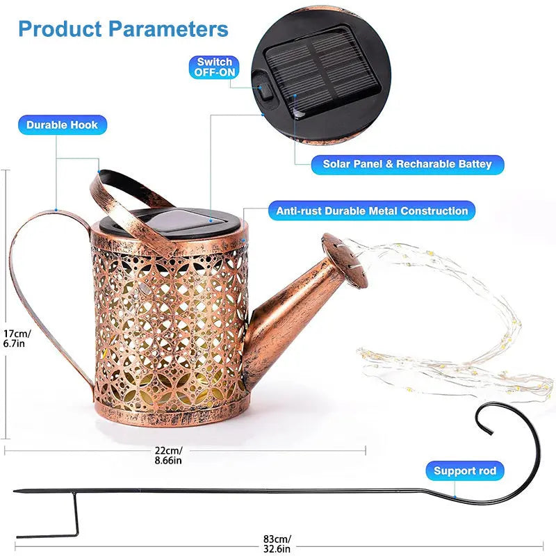 2PCS LED Watering Can Solar Light Strings, Solar Lights Outdoor Decorative Lamp, Solar Lantern Outd - The Premium