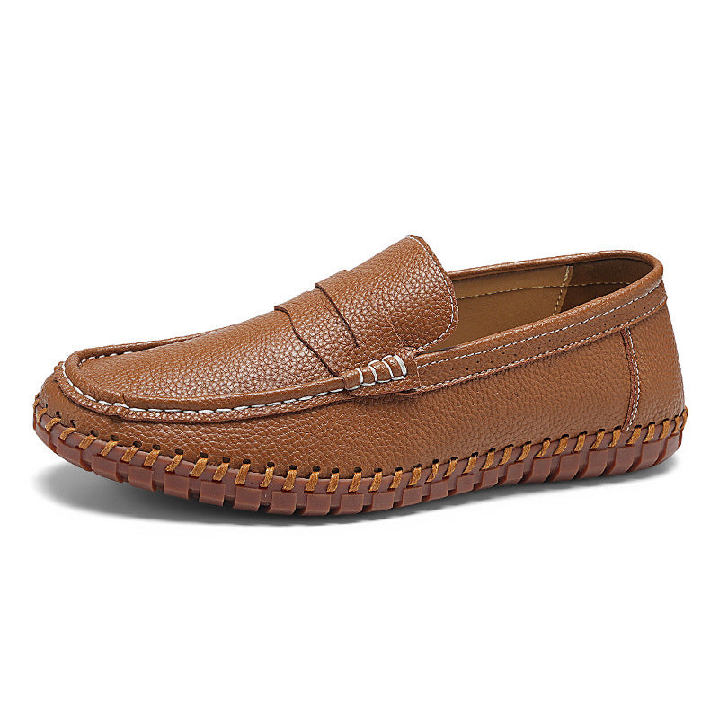 Hand-stitched Bottom Lazy Slip On Men's Casual Leather Shoes