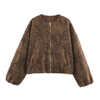 Suede Embroidered Pilot Jacket Women