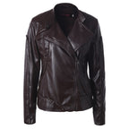 Stand Collar Side Zipper Leather Coat Motorcycle Jacket