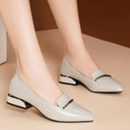Pointed Soft-soled Leather Shoes Shallow Mouth Single Shoe Fashionable Low Heel