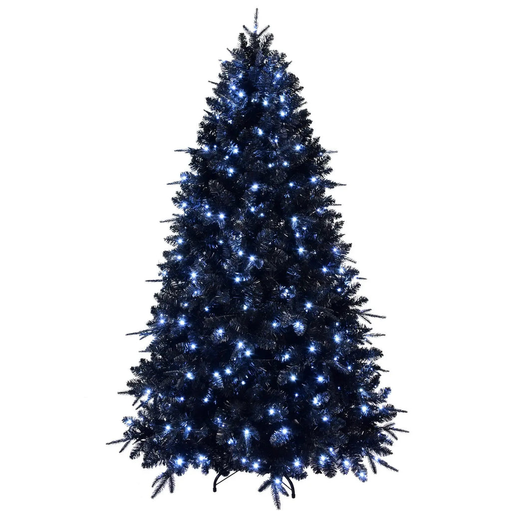 7-Foot Decorative Black Halloween Christmas Tree Artificial Holiday Decoration For Home, Office, And Halloween Parties. Includes 1,916 Branch Tips, 450 Lights, Metal Hinges, And A Foldable Base. - The Premium