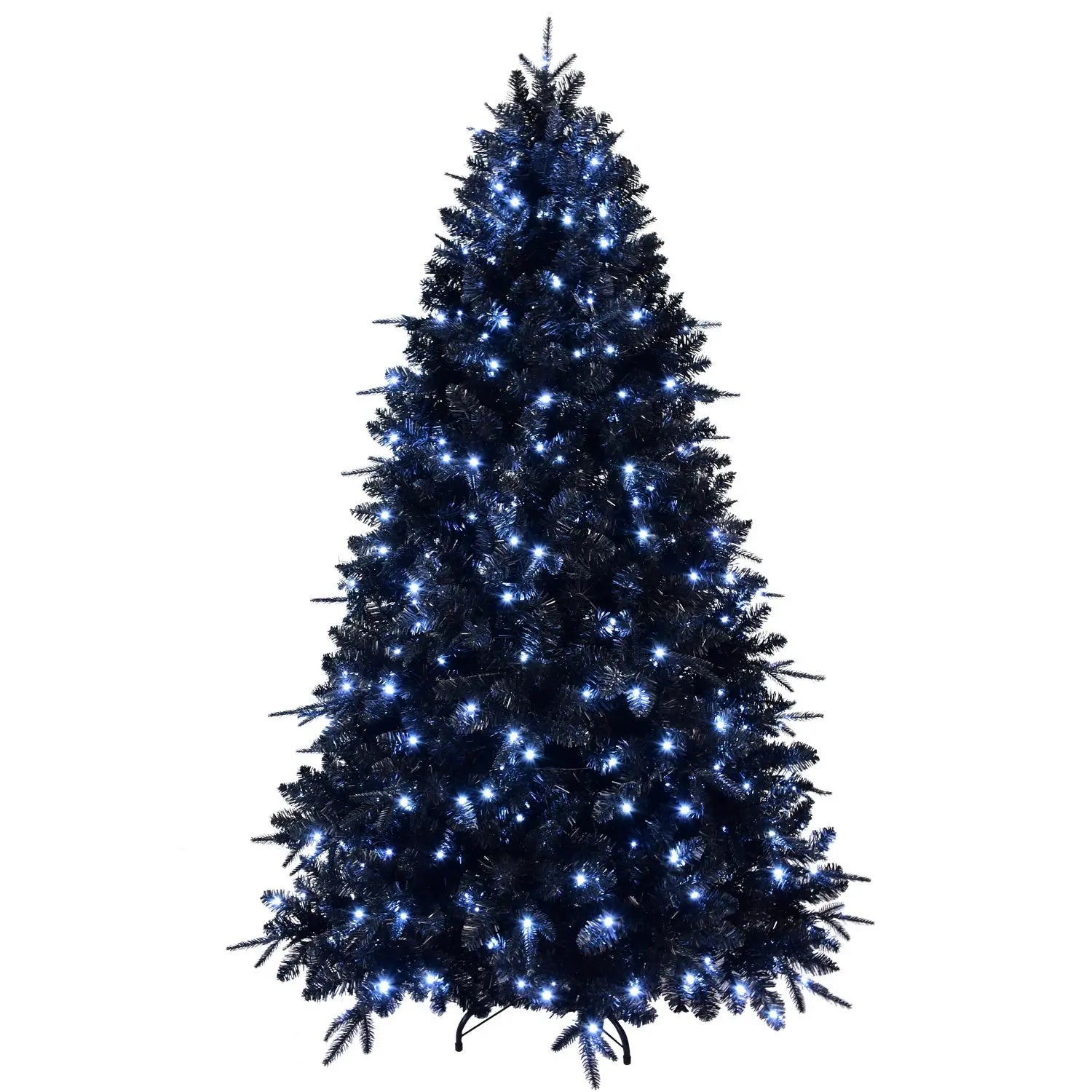 7-Foot Decorative Black Halloween Christmas Tree Artificial Holiday Decoration For Home, Office, And Halloween Parties. Includes 1,916 Branch Tips, 450 Lights, Metal Hinges, And A Foldable Base. - The Premium
