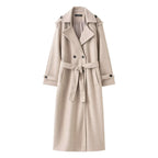 British-style Double-breasted Long Wool Coat For Women