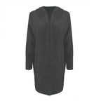 Women's Textured Hooded Longline Jacket, Solid Color Casual Oversized Top With Pockets For Fall & Winter