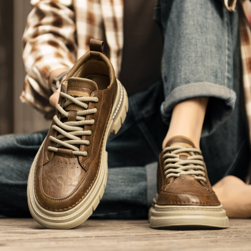 High-grade British Style Worker Boot Platform Casual Leather Shoes
