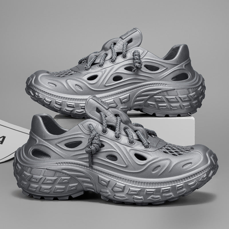 Summer Outdoor Non-slip Sandals Men's Thick-soled Poop Feeling Couple Hole Shoes Covered Heel Slippers