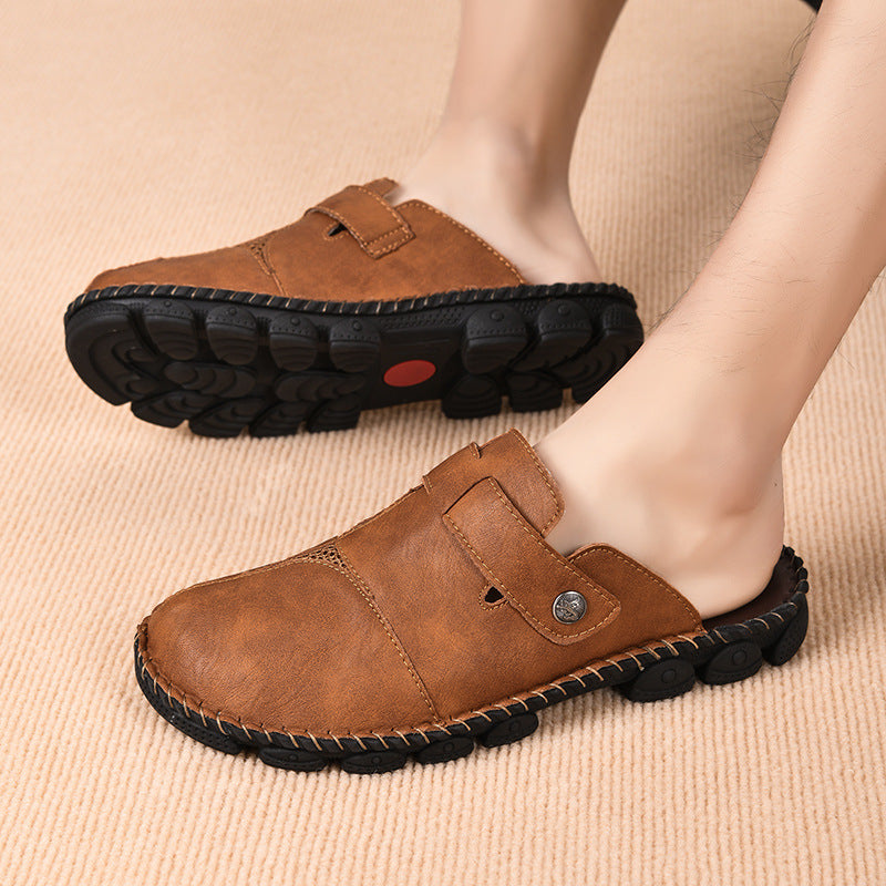 Summer Outdoor Men's Half Slippers Casual Lazybones' Shoes Fashion Handmade Stitching