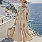 Women's Casual Solid Color Long Sleeve Top And Pants Two-Piece Set