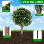 2 Packs Faux Boxwood Ball Trees Artificial Peanut Topiary Tree UV Resistant Artificial Shrubs Fake Plants Evergreen Artificial Bush With Ground Spike For Indoor Outdoor Front Porch Garden - The Premium