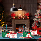 10 Pack Christmas Candy Boxes With Ribbon And Wooden Ring Merry Cartoon Paper Treat Boxes Christmas Santa Claus Pattern Cookie Goodies Box For Christmas Birthday Wedding Gift Wrapping Holiday Party Su - The Premium