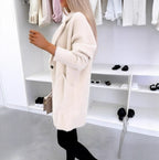 Lapel Button Pocket Women's Plush Coat