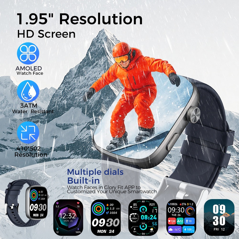 Smart Watch Bluetooth Call &1.95 HD Screen -Heart Rate SpO2 Sleep Monitor, 3ATM Waterproof Fitness Tracker For IoS Android