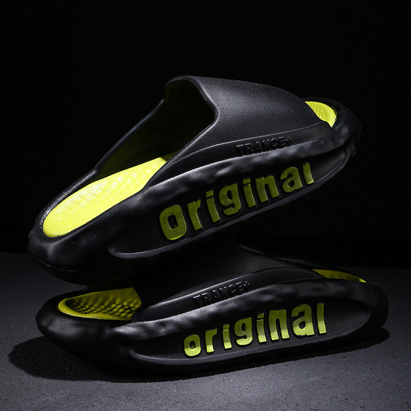 Men's Slippers Thick Bottom For Outdoors Trendy Non-slip Wear-resistant