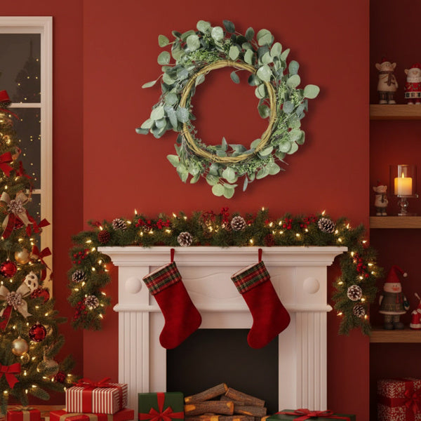 Christmas Eucalyptus Wreath Green Door Wreath Fake Leaf Garland Wedding Home Frontdoor Decor FBA Shipment - The Premium
